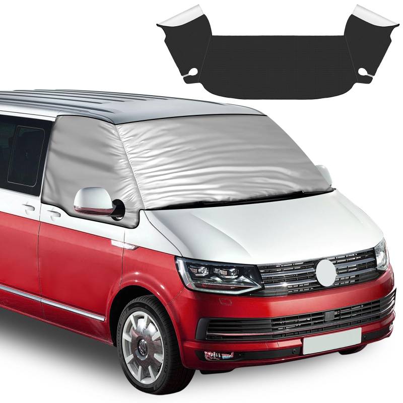 VIRIECH Auto-Windschutzscheibenabdeckung für VW T6, Ultra-Dicke Frontscheibenabdeckung für Winter und Sommer, Faltbarer Scheibenfrost- und Sonnenschutz gegen Schnee, EIS, Frost, Staub und Sonne von viriech