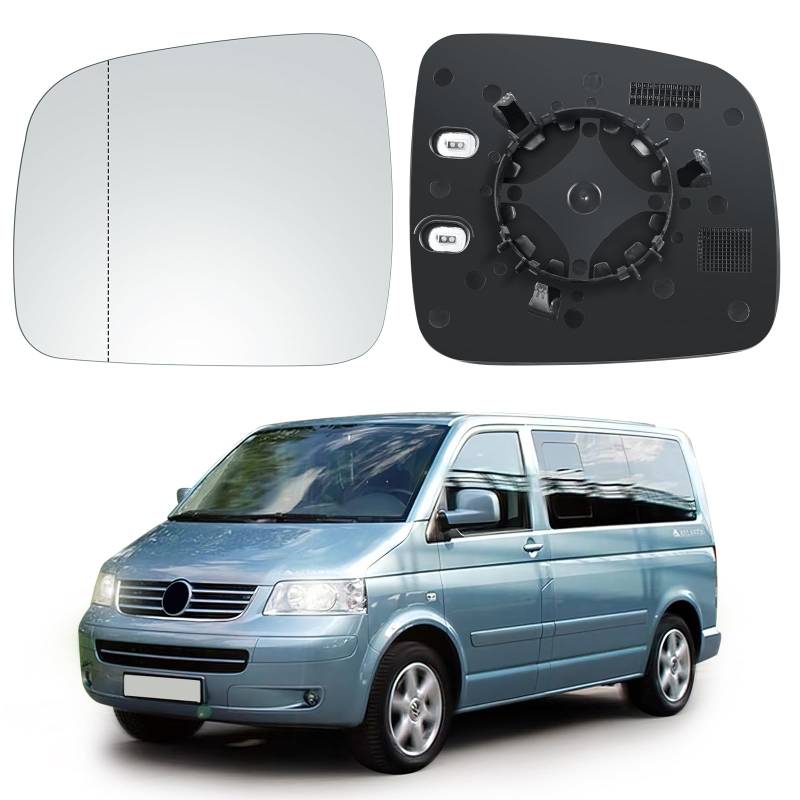 VIRIECH Spiegelglas Ersatz für VW Transporter T5 2003-2009 & Caddy 2004-2015, Außenspiegel Glas asphärisch, Umkehrlinse Rückfahrglas Spiegel (Links) von viriech