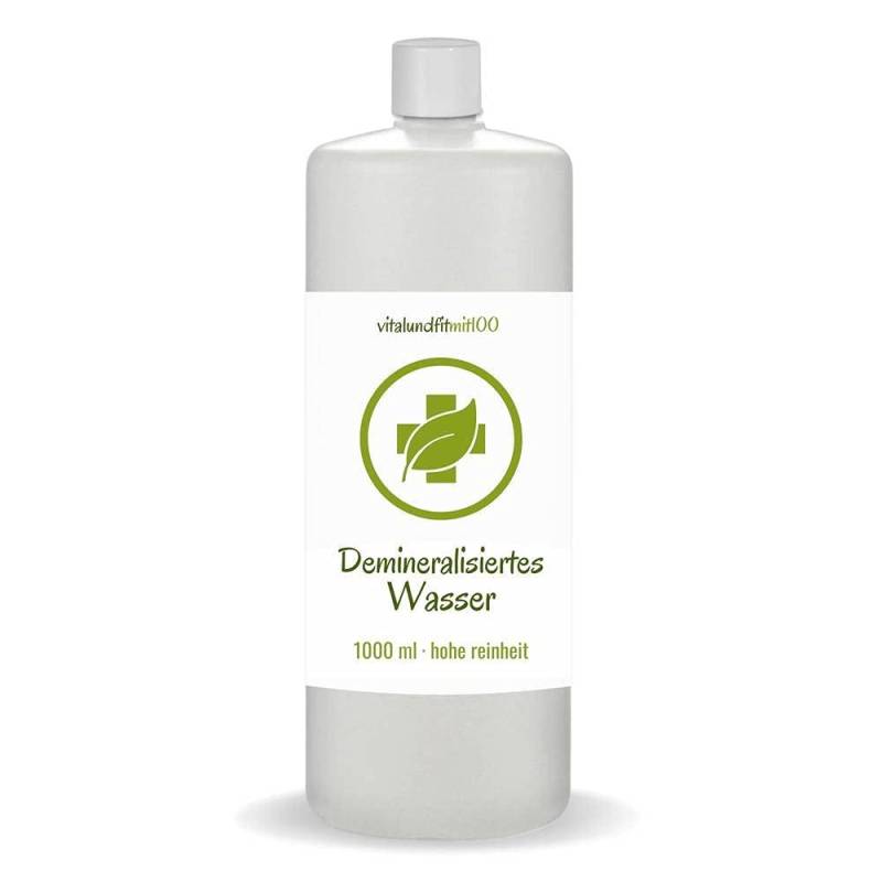 vitalundfitmit100 Demineralisiertes Wasser 1000 ml - Reinstwasser in Einer speziellen HDPE Flasche - geeignet für industrielle und wissenschaftliche Zwecke - für Privathaushalt (Dampfbügeleisen) von vitalundfitmit100