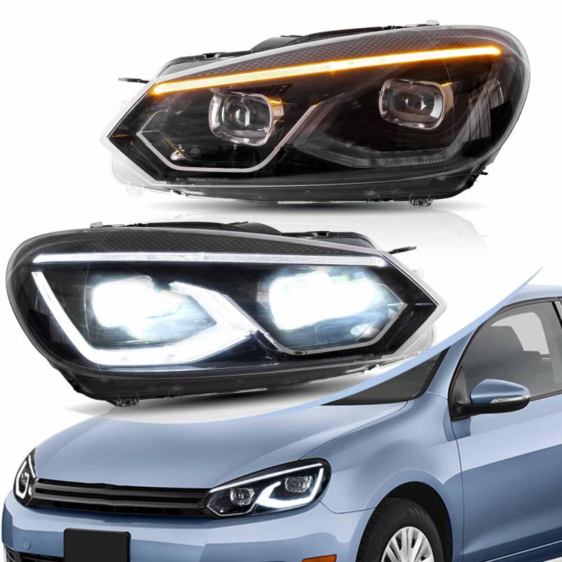 VLAND Carlamp Scheinwerfer für VW Golf 6 MK6 2008-2013,(Passt Nicht für GTR, KEINE Glühbirnen Erforderlich) von vland carlamp