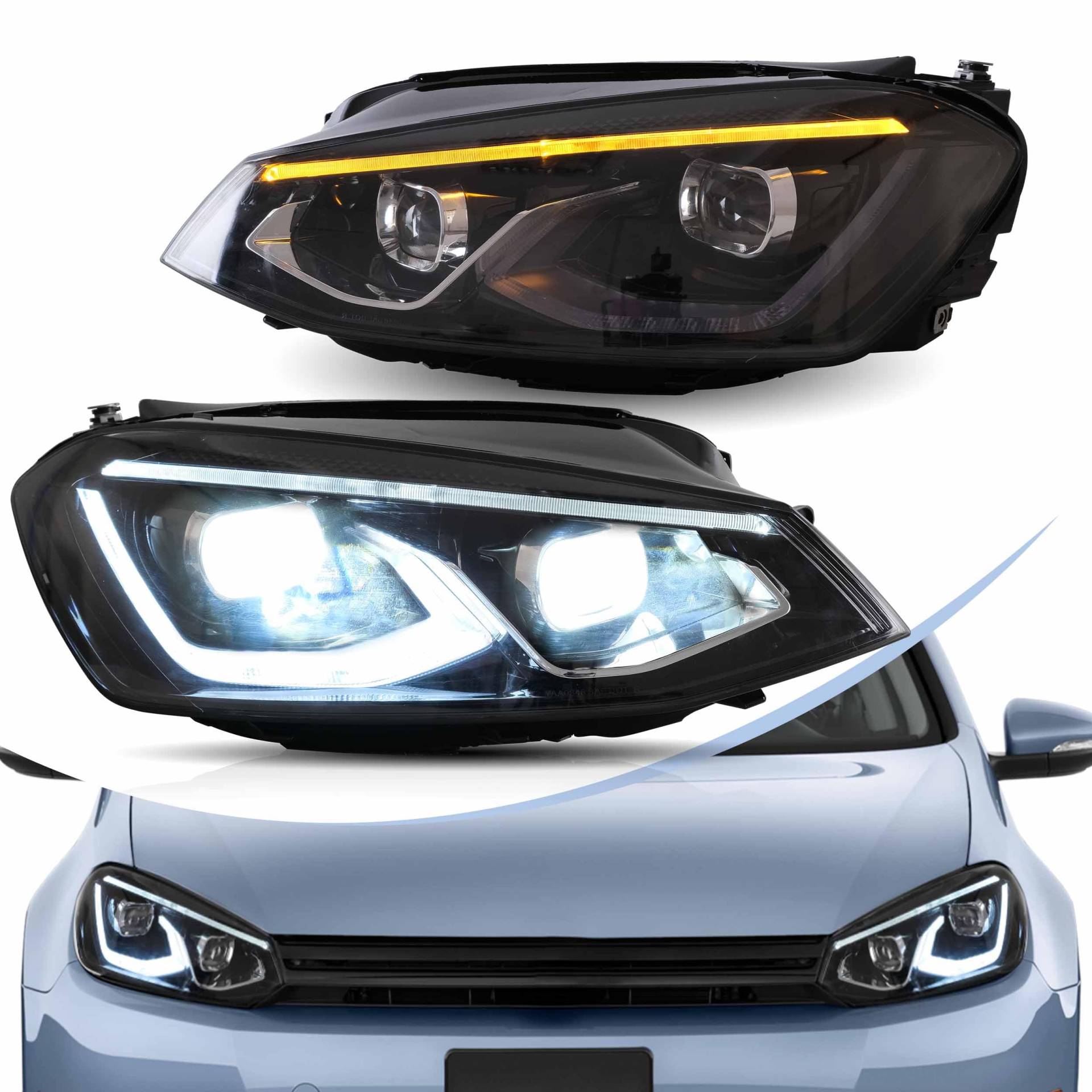 vland carlamp Projektor Scheinwerfer Passend für 2012 2013 2014 2015 2016 2017 VW MK7 Golf 7 Werks-Halogen,(NICHT FÜR Golf GTI/R) von vland carlamp