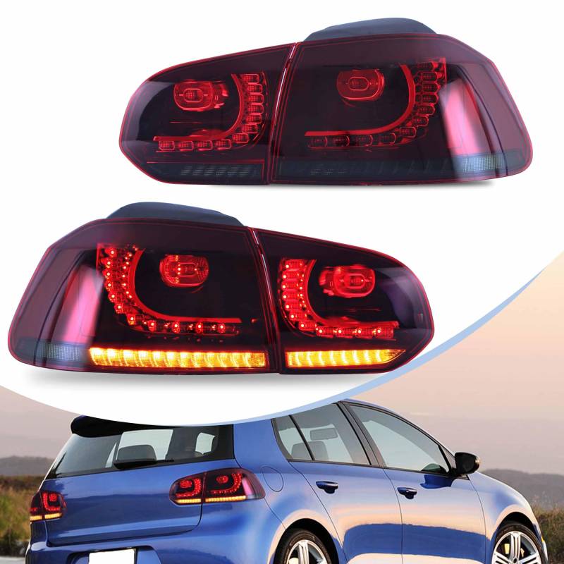 vland carlamp RÜCKLEUCHTEN FÜR 2008 2009 2010 2011 2012 2013 VW Golf 6 MK6, Plug and Play, rot-smoke VW Golf 6 MK6 Rücklicht von vland carlamp