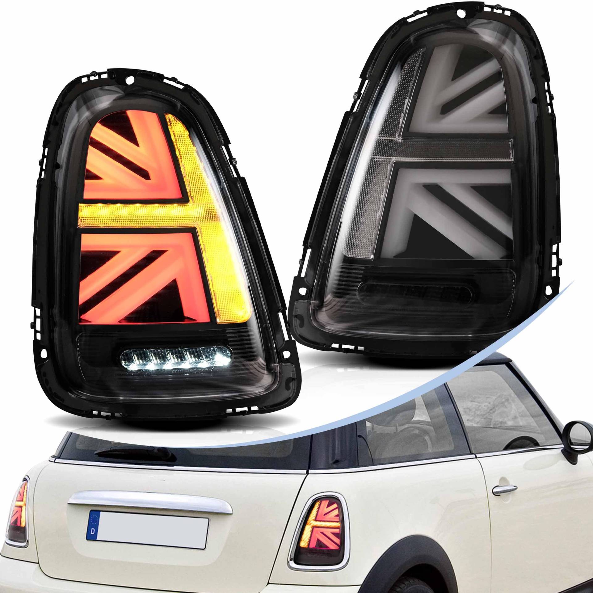 vland carlamp Rückleuchten für 2007-2013 BMW MINI Cooper R56 R57 R58 R59 mit Streamer-Blinker, geräucherte MINI Cooper Rückleuchten, Plug-and-Play von vland carlamp