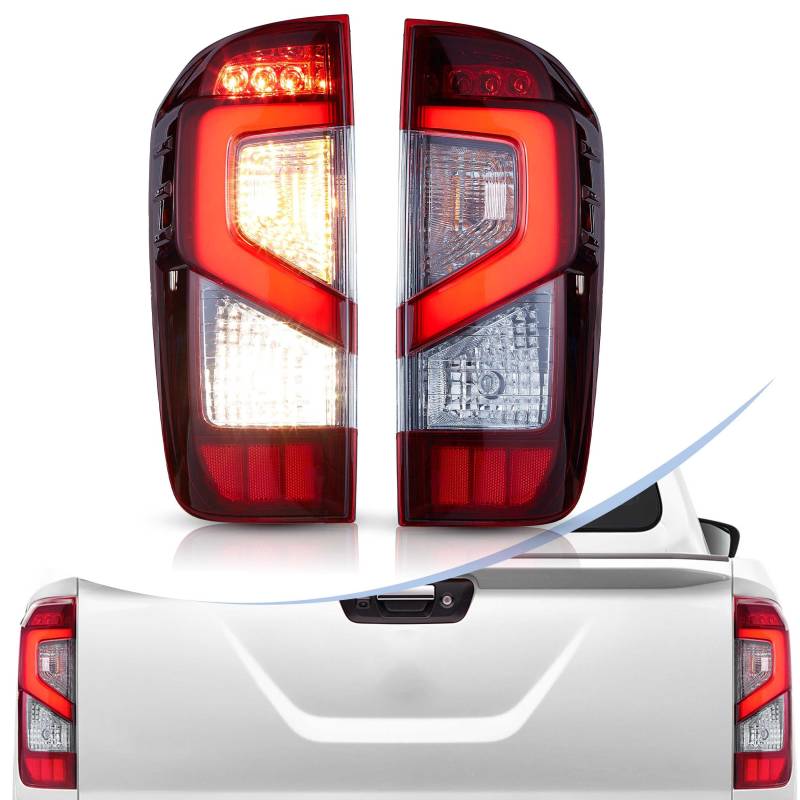 vland carlamp Rückleuchten für 2014 2015 2016 2017 2018 2019 2020 2021 2022 2023 Nissan Navara/Frontier 3th Gen(D23) Rückleuchten Halogen-Glühbirnen,Rot Nissan Rückleuchten von vland carlamp