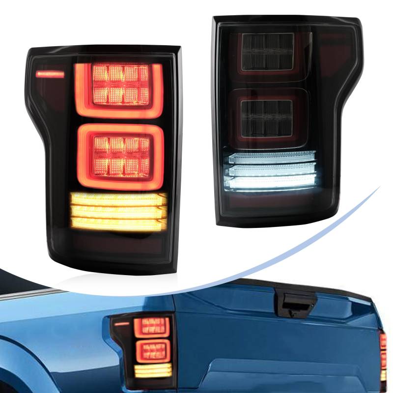 vland carlamp Rückleuchten für 2015 2016 2017 2018 2019 2020 Ford F150/Raptor,Leicht Geräuchertes Ford F150/Raptor Rücklicht,Plug and Play von vland carlamp