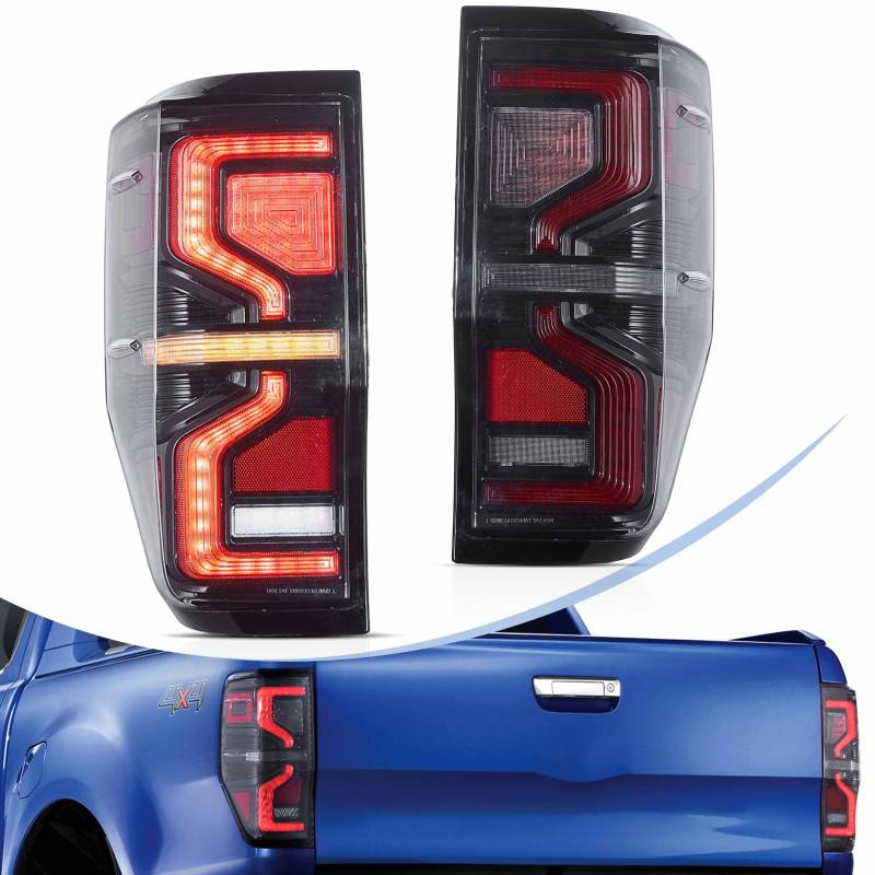 vland carlamp Rückleuchten für Ford Ranger T6 2012 2013 2014 2015 2016 2017 2018 Transparentes Rücklicht, Plug-and-Play von vland carlamp