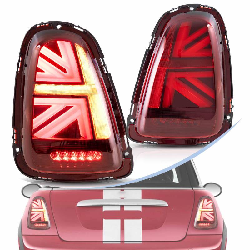 vland carlamp Rücklicht für 2007-2013 BMW MINI Cooper R56 R57 R58 R59 mit Streamer Blinker,Rot MINI Cooper R56 R57 R58 R59 Rückleuchten,Plug-and-Play von vland carlamp