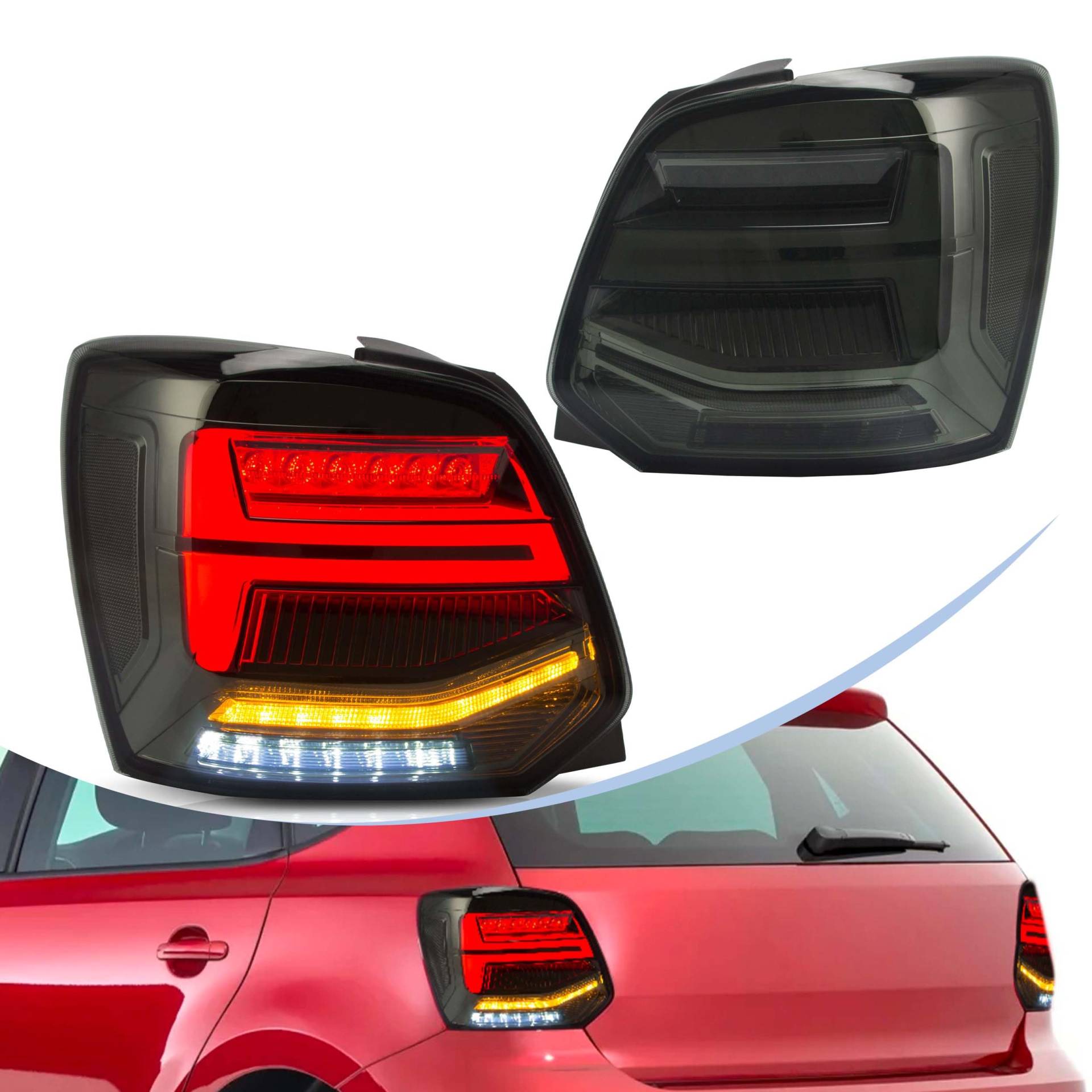 vland carlamp Rücklicht für Volkswagen Polo 6R 6C 2011 2012 2013 2014 2015 2016 2017 Rückleuchten, Geräuchert VW Polo 6R 6C Rücklicht von vland carlamp