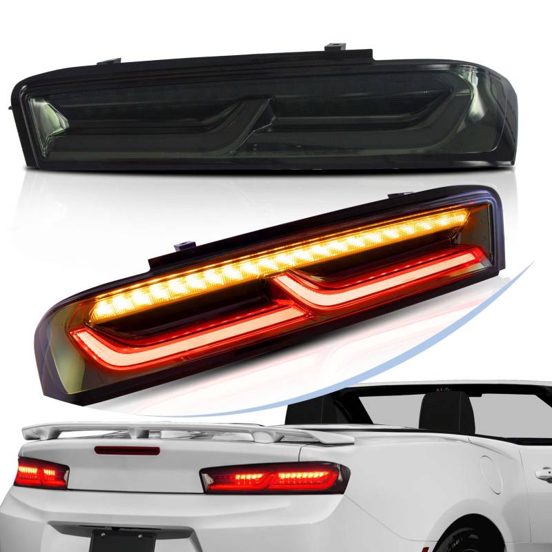 vland carlamp Rücklicht kompatibel mit Chevy Camaro LS LT RS SS ZL1 2016 2017 2018 Upgrade-Rückleuchten Camar, Rauch, Plug-and-Play von vland carlamp