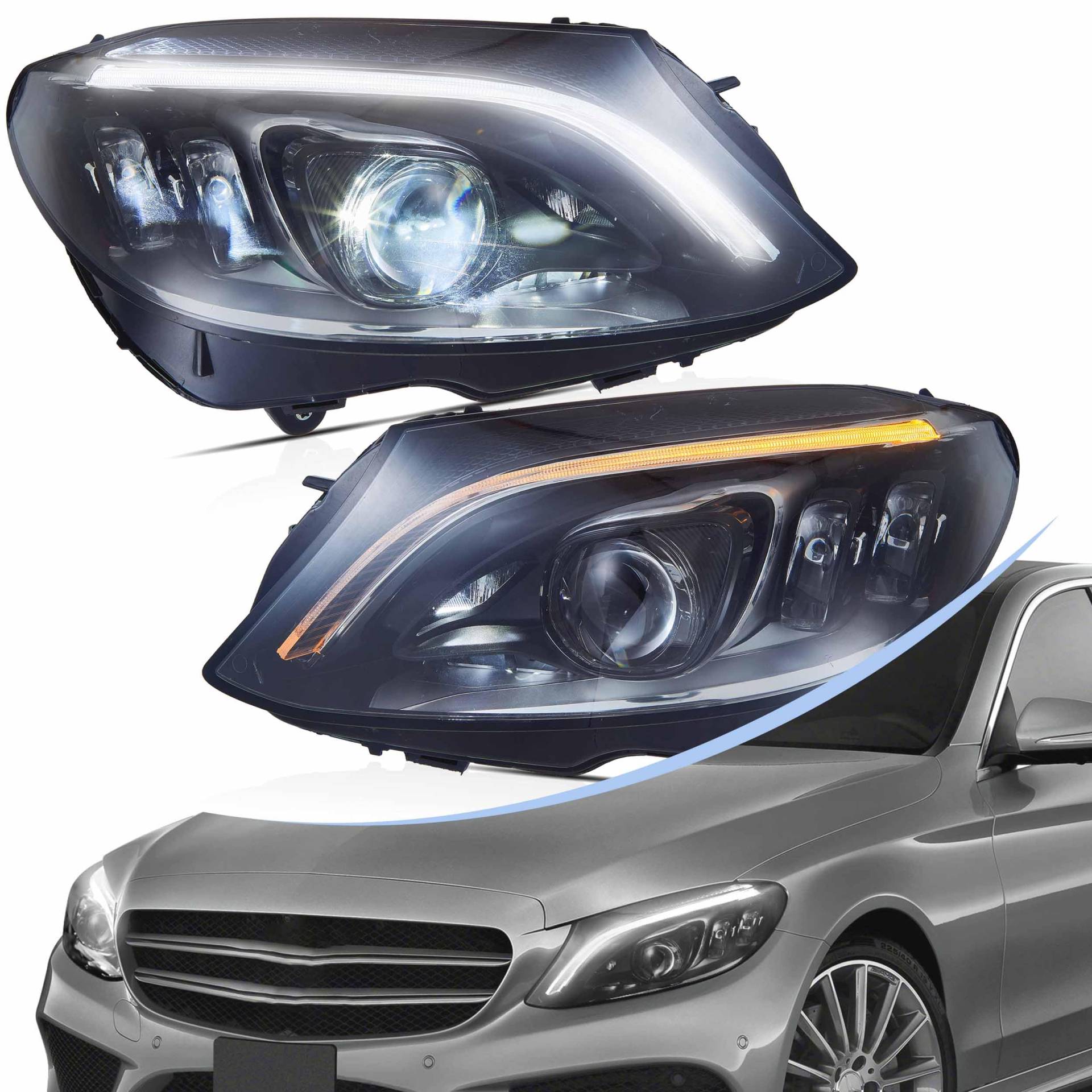 vland carlamp Scheinwerfer Fit für 2015 2016 2017 2018 2019 2020 Benz C-Class W205, Benz C-Class W205 Scheinwerfer von vland carlamp