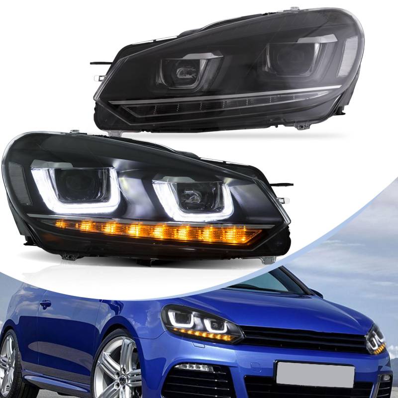 vland carlamp Scheinwerfer Montage Fit für Volkswagen GOLF 6 MK6 2008 2009 2010 2011 2012 2013 Scheinwerfer Montage mit DRL,für GOLF MK6 Scheinwerfer,Plug-and-play von vland carlamp