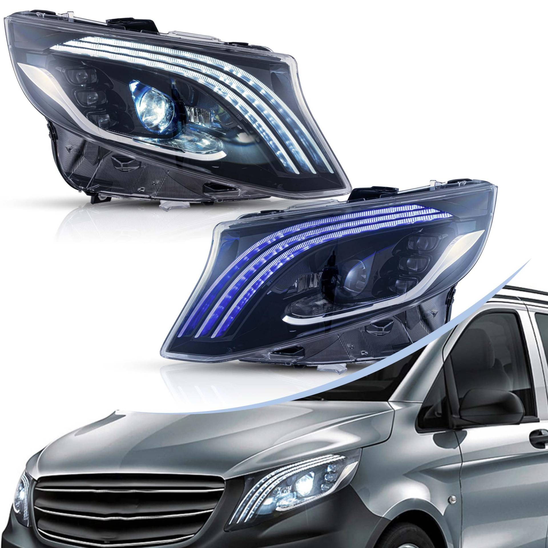 vland carlamp Scheinwerfer für 2016 2017 2018 2019 2020 2021 2022 Mercedes-Benz Vito Scheinwerfer, Plug and Play von vland carlamp