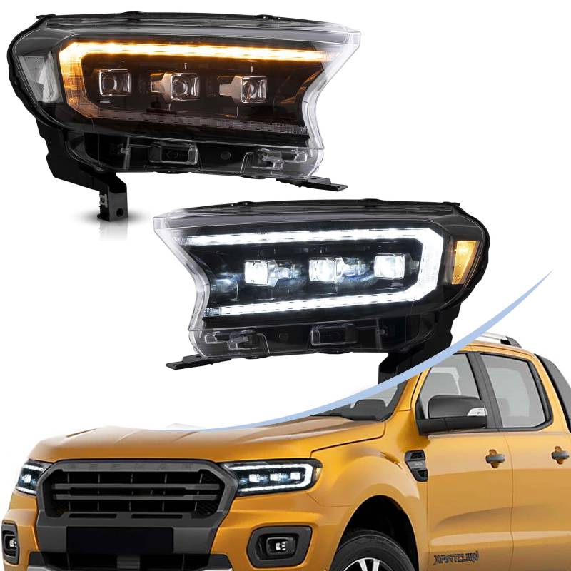 vland carlamp Scheinwerfer für 2016 2017 2018 2019 2020 2021 Ford Ranger (T6),Transparente Ford Ranger (T6) Scheinwerfer mit E-Mark, Plug and Play von vland carlamp