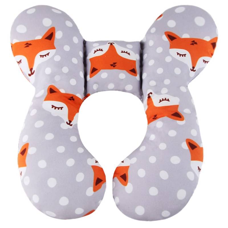 vocheer Baby Travel Pillow (Upgraded), Kopf- und Nackenstützkissen für Kinderwagen, Autositz, Stroller, Babywippe, Baumwolle，Fox von vocheer