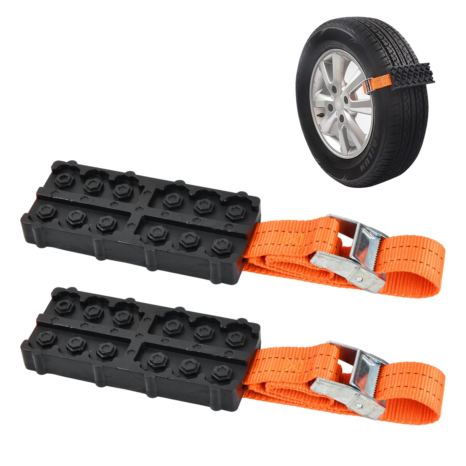 2 Stück Schneeketten Gummi Auto SchneeKetten Anfahrhilfe Wohnmobil Recovery Tracks Rad-Reifenkette Universal Anfahrhilfe für Auto Sandbleche Offroad Traktionshilfe Gripmatte für alle Reifenarten von volumoon