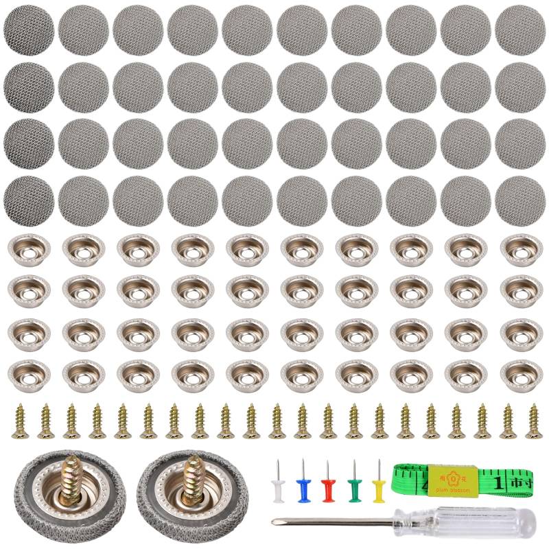 volumoon 70 Stück Auto Reparatur Nieten Set, Auto Dach Nieten, Dachhimmel Reparieren Knopf Universal, Dachhimmel Reparatur Set mit Stecknadeln Schraubendreher Maßband für Alle Autos von volumoon