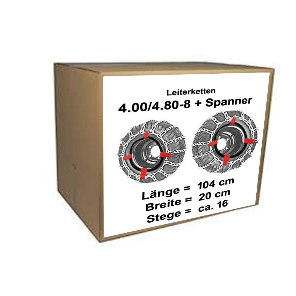 4.00/4.80-8 Schneeketten + Spanner für Schneefräsen Rasentraktor Aufsitzmäher für Reifen bez. 4.00/4.80-8 von vsk