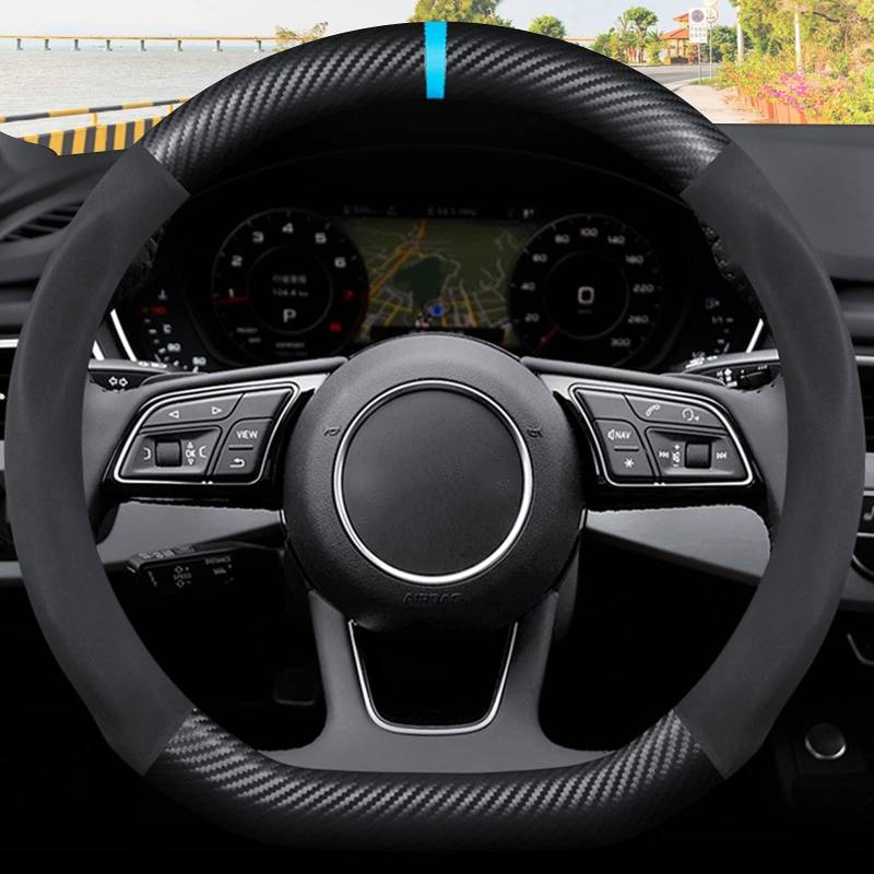 lenkradbezug für Renault Mégane E-Tech 5 (V) I 2022-2024, lenkradbezug Leder,Auto lenkradbezug,Anti-rutsch Atmungsaktives Lenkradbezug,Atmungsaktiv Auto Lenkrad Schutzhülle,D-type-Blue von vvvyfx