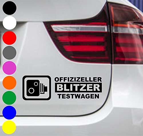 wDesigns 2er Set Autoaufkleber OFFIZIELLER BLITZER TESTWAGEN Tuning Aufkleber Sticker von wDesigns