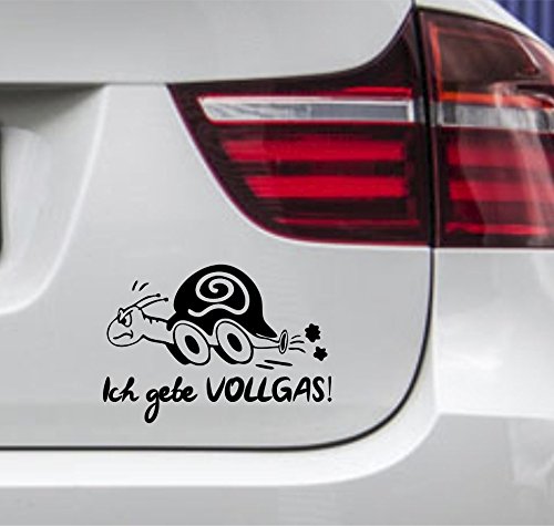 wDesigns 2er Set Autoaufkleber Schildkröte Ich gebe VOLLGAS! Tuning Aufkleber Sprüche von wDesigns