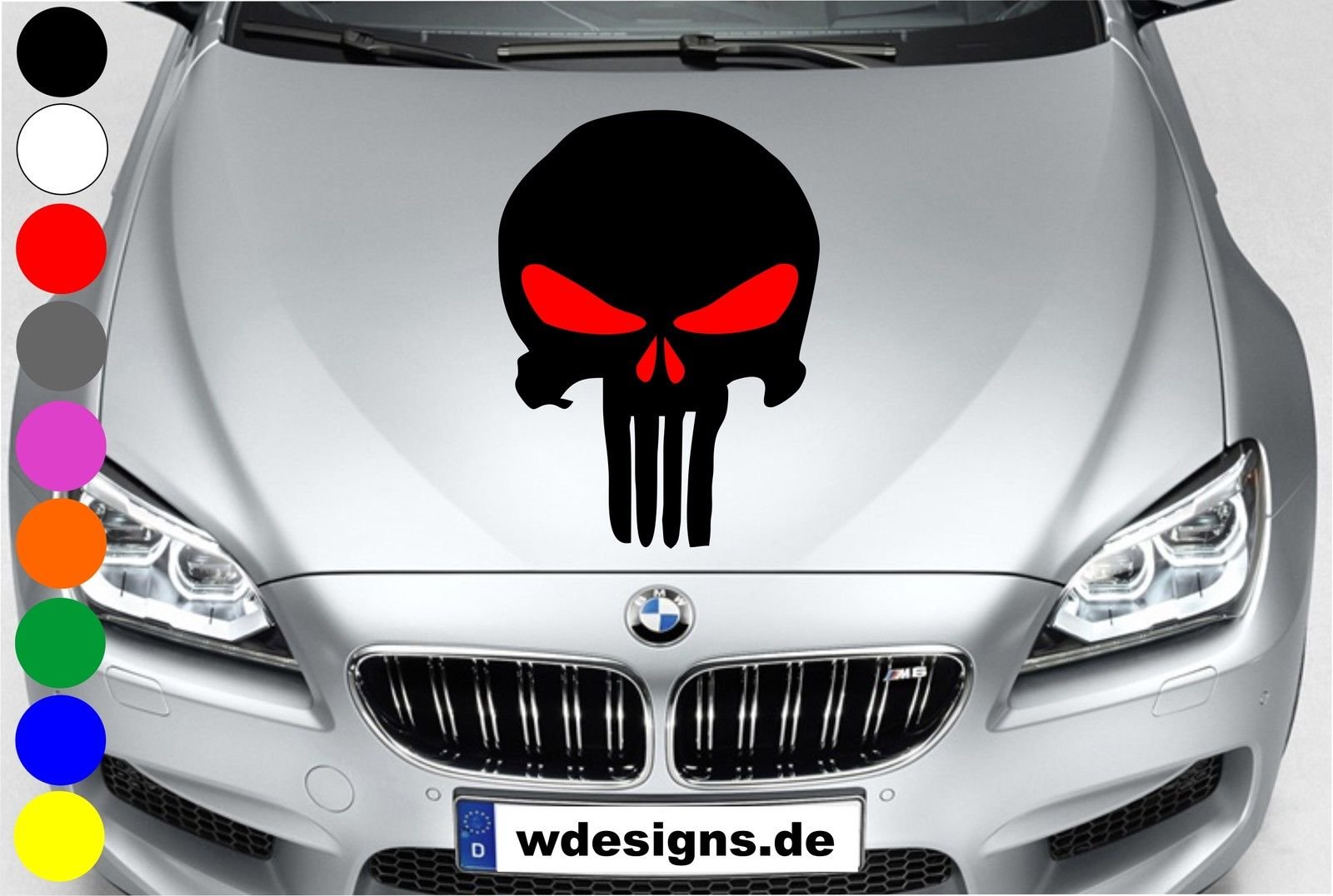 wDesigns Autoaufkleber The Punisher Totenkopf ROT Aufkleber Motorhaube Sticker Schädel von wDesigns