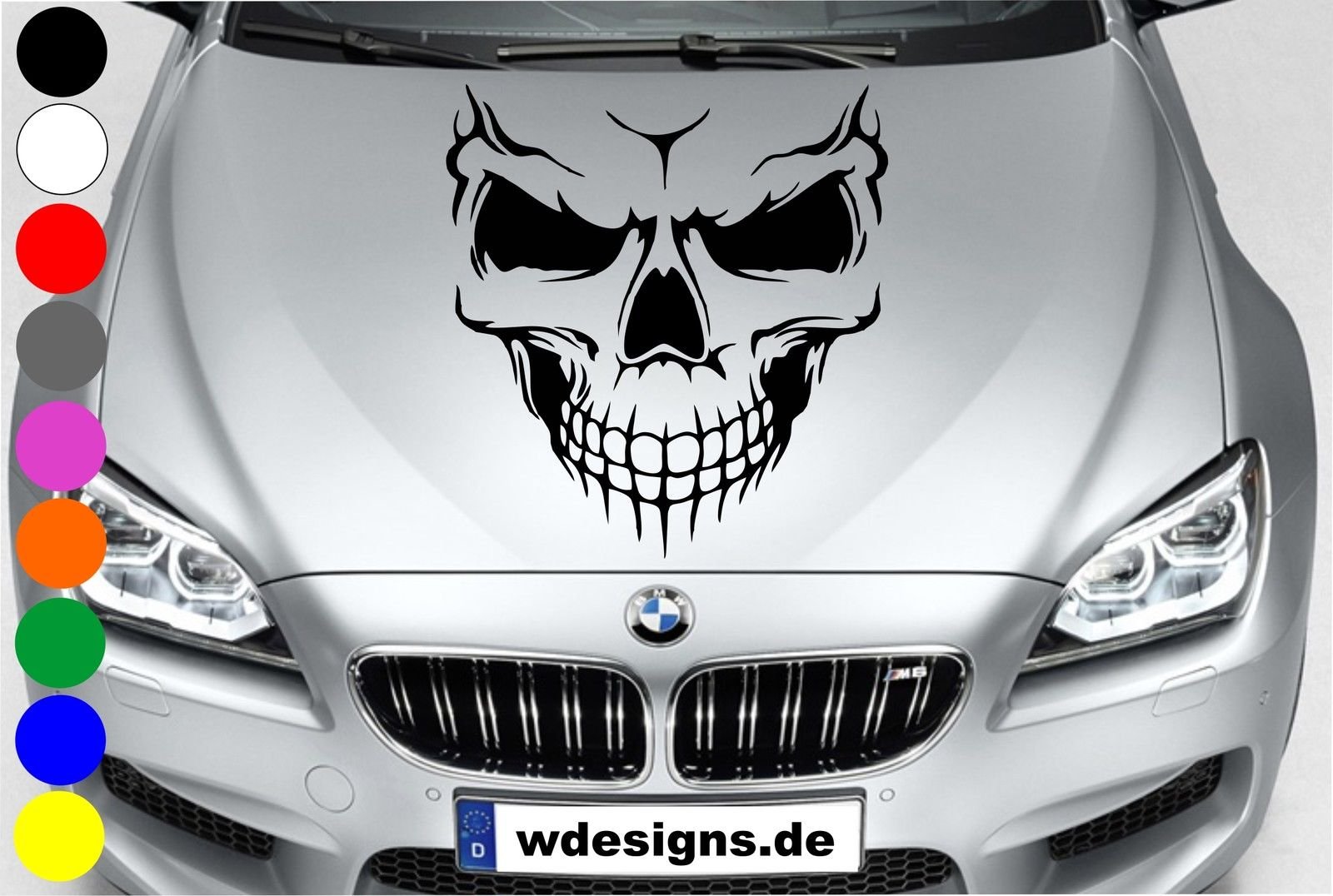 wDesigns Autoaufkleber Totenkopf Skelett Skull Aufkleber Motorhaube Angry Heckscheibe von wDesigns