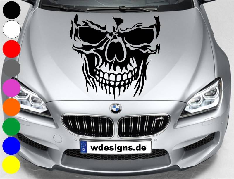 wDesigns Autoaufkleber Totenkopf Skelett Skull Aufkleber Motorhaube Sticker Heckscheibe (schwarz) von wDesigns