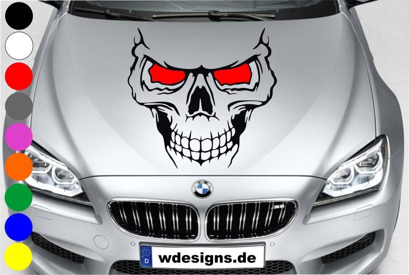 wDesigns Autoaufkleber Totenkopf Skelett Skull RED Aufkleber Motorhaube Decal Heckscheibe von wDesigns