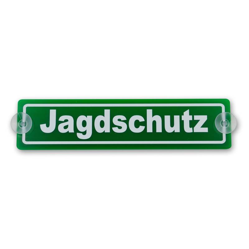 wall-art-design Saugnapfschild Schild Jagdschutz Acrylschild grün 3mm, ca.20x5 cm für Scheibeninnenbefestigung von wall-art-design