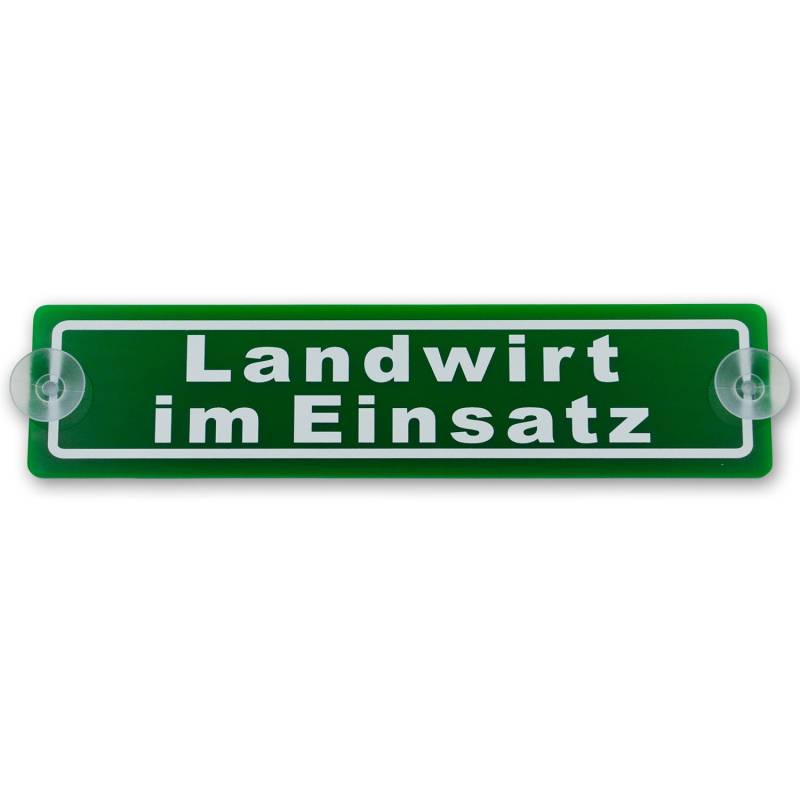 wall-art-design Saugnapfschild Schild Landwirt im Einsatz Acrylschild grün 3mm, ca.20x5 cm für Scheibeninnenbefestigung von wall-art-design