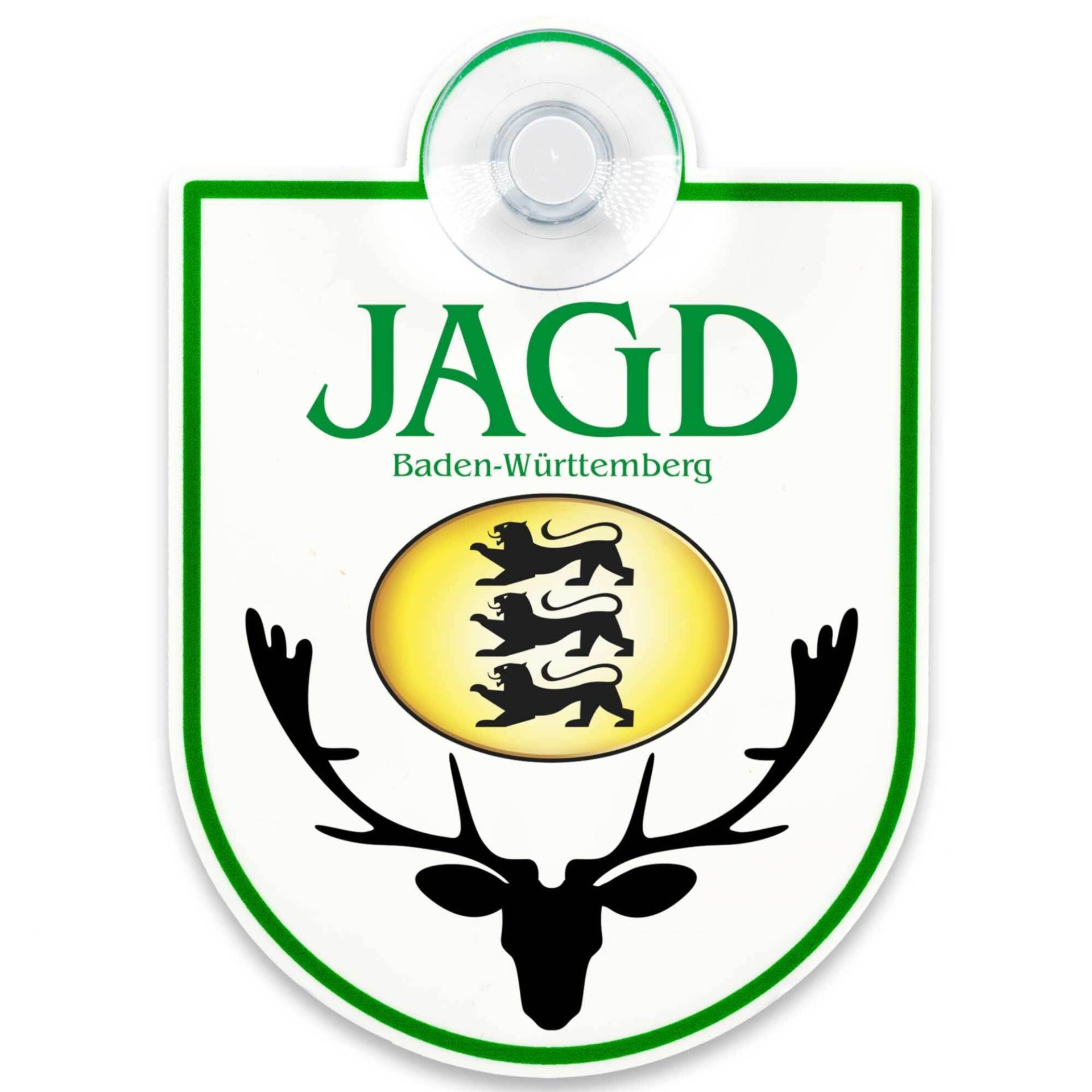 Schilderio Premium Saugnapfschild Schild Jagd Baden-Württemberg 3 mm Acrylglas ca 90 x 125 mm Jagd Schild Auto mit 1x Saugnapf 30 mm Bundesland Region Autoschild zur Befestigung an Autoscheiben innen von wall-art-design