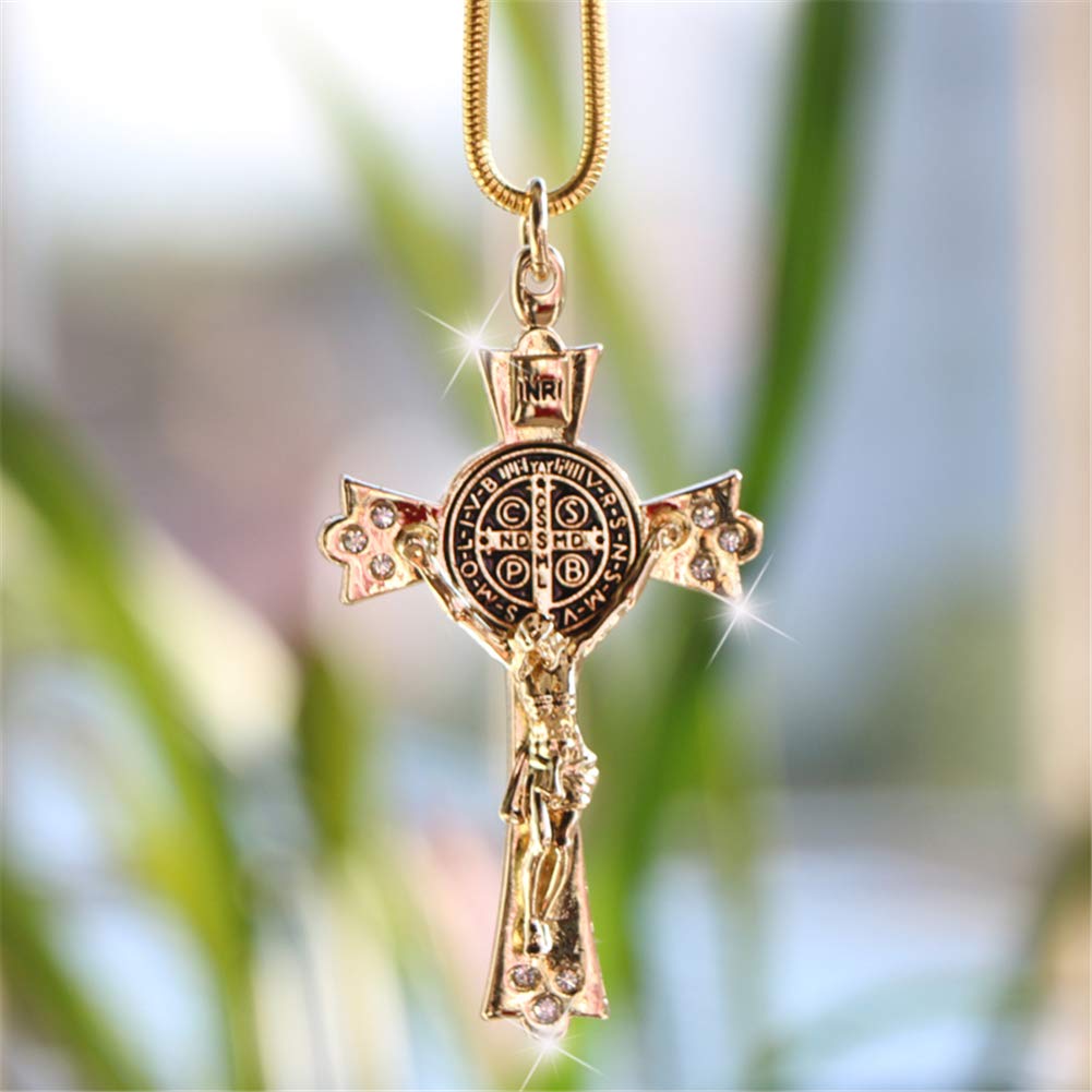 Auto Zink Legierung Jesus Kreuz christliche Religion Kruzifix Jesus Figur Ornament Anhänger für Auto Innenrückspiegel, Gold von wangjian&