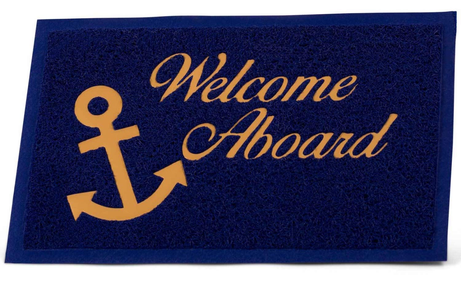 Fußmatte Welcome Aboard Blau PVC Schmutzfangmatte außen Türmatte Fuß-Abtreter Fuß-Abstreicher Größe 40 x 60 cm Dunkelblau von wellenshop