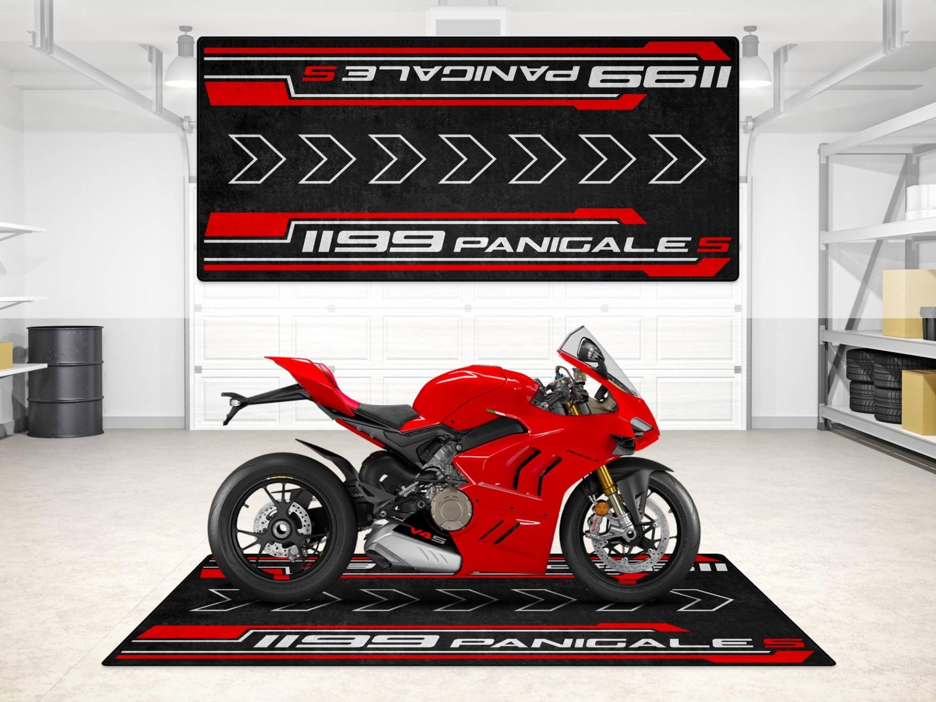 wibeart Parkmatte für 1199 Panigale S Motorräder, Garagen- und Ausstellungsmatte, Motorradmatte, Boxenmatte, waschbar, rutschfest, Teppich (Größe 1 : 86.6 x 39.4/220 x 100 cm) von wibeart