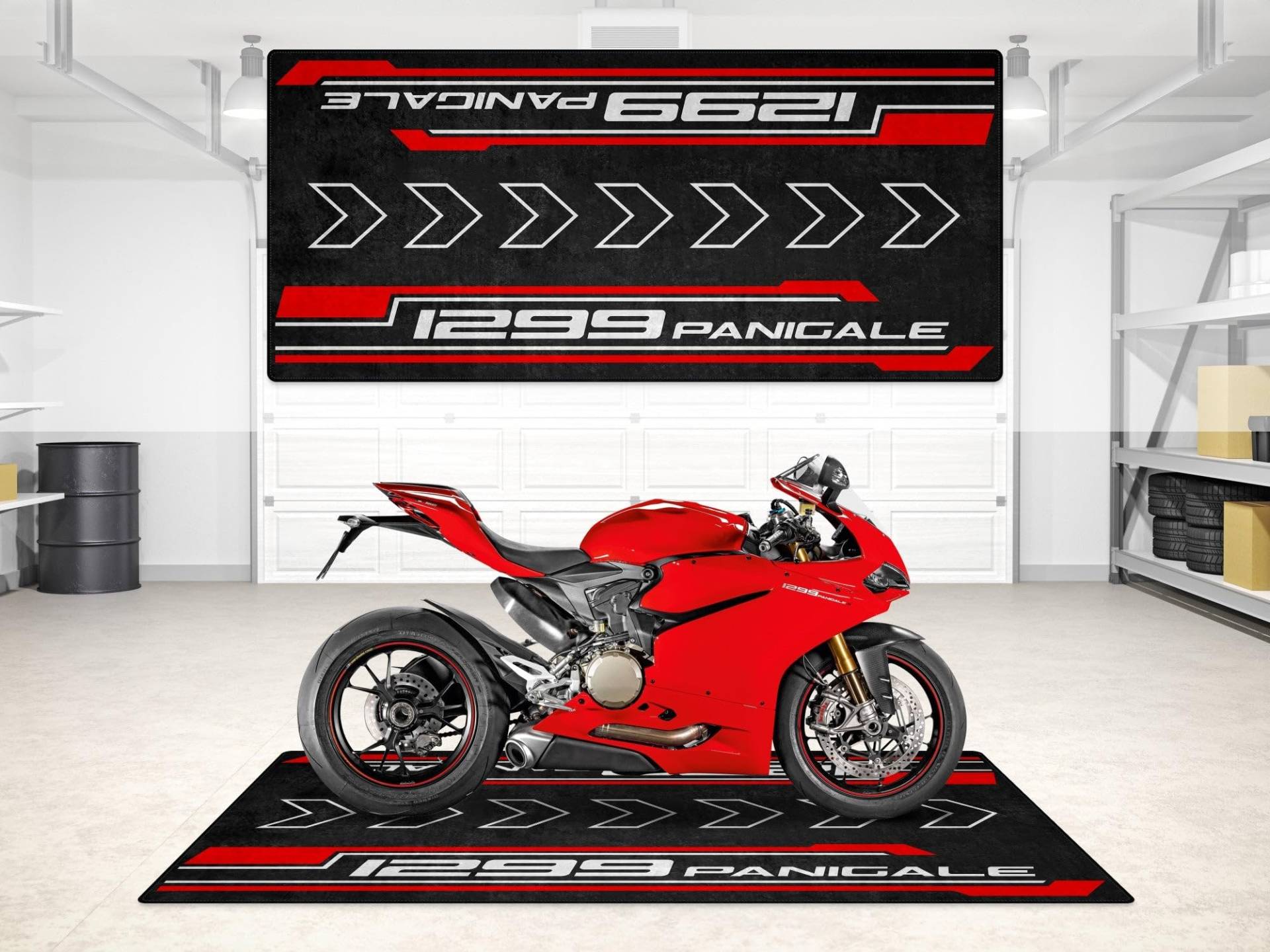 wibeart Parkmatte für 1299 Panigale Motorräder, Garagen- und Ausstellungsmatte, Motorradmatte, Boxenmatte, waschbar, rutschfest, Teppich (Größe 1 : 86.6 x 39.4/220 x 100 cm) von wibeart