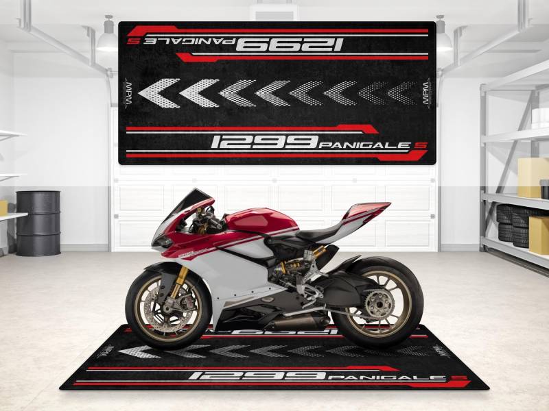 wibeart Parkmatte für 1299 Panigale S Motorräder, Garagen- und Ausstellungsmatte, Motorradmatte, Boxenmatte, waschbar, rutschfest, Teppich (Größe 1 : 86.6 x 39.4/220 x 100 cm) von wibeart