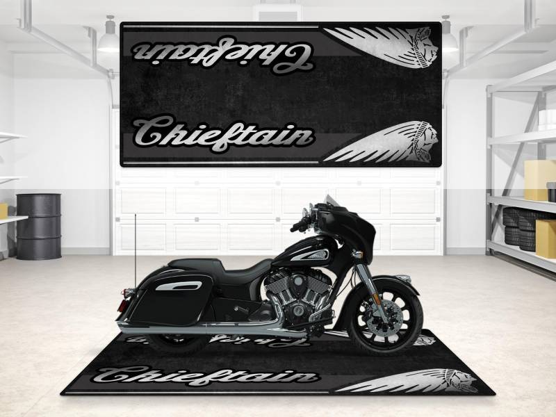 wibeart Parkmatte für Chieftain Motorradmodell, Ausstellungs- und Boxenmatte, waschbare, rutschfeste Garagenmatte, Ausstellungsraummatte, Teppich, Teppich (Größe 2: 102 x 47/260 x 120 cm) von wibeart