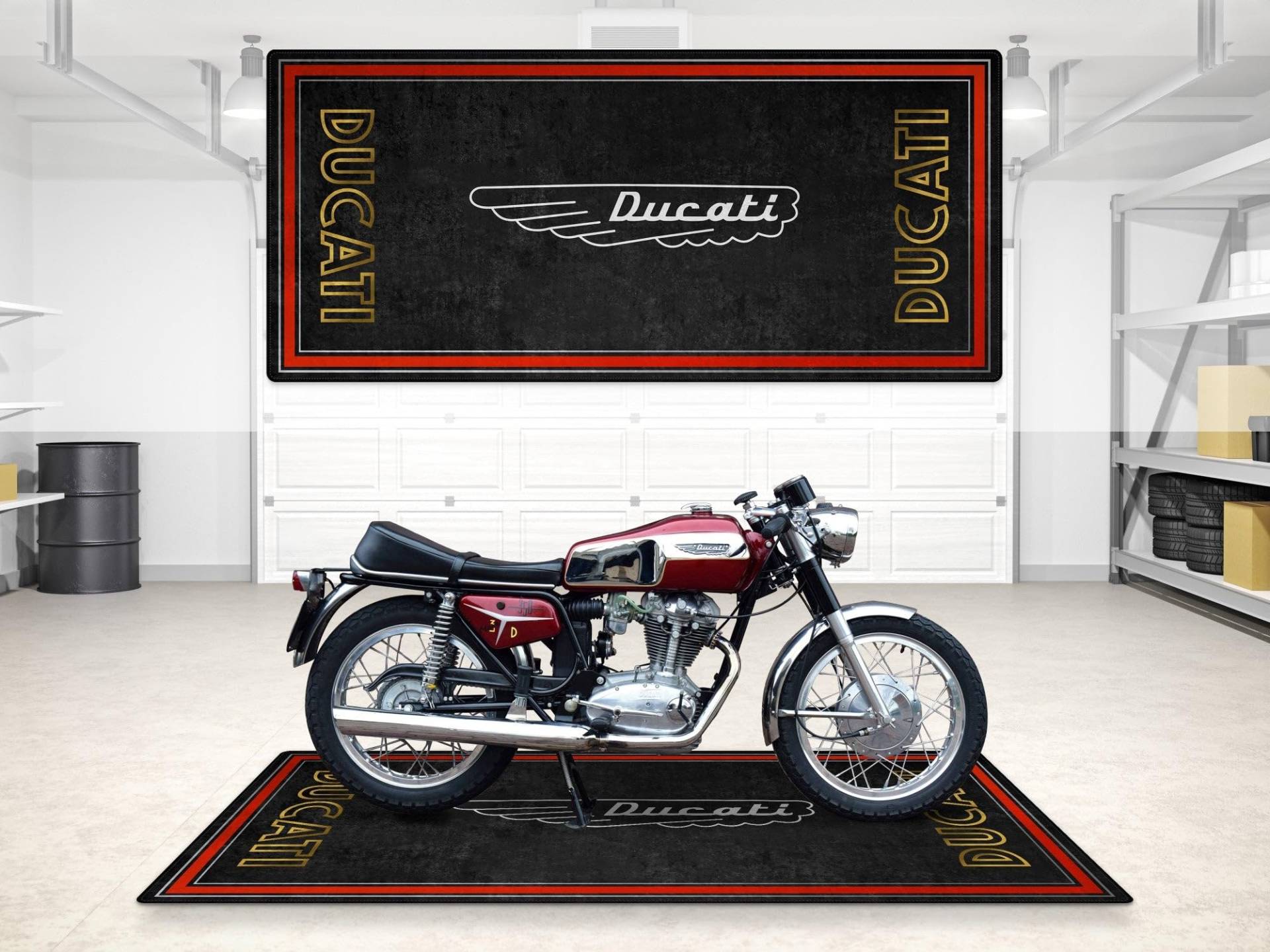 wibeart Parkmatte für Classıc Logo Motorräder, Garagen- und Ausstellungsmatte, Motorradmatte, Boxenmatte, waschbar, rutschfest, Teppich (Größe 2: 102 x 47/260 x 120 cm) von wibeart