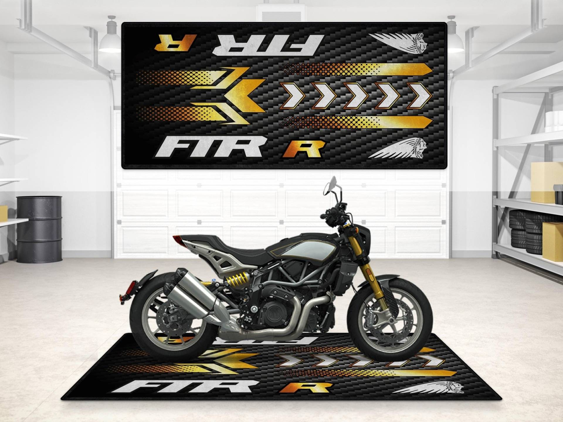 wibeart Parkmatte für FTR Carbon 1200 Motorradmodell, Ausstellungs- und Boxenmatte, waschbare, rutschfeste Garagen- und Ausstellungsmatte, Teppich (Größe 1 : 86,6 x 39,4/220 x 100 cm) von wibeart