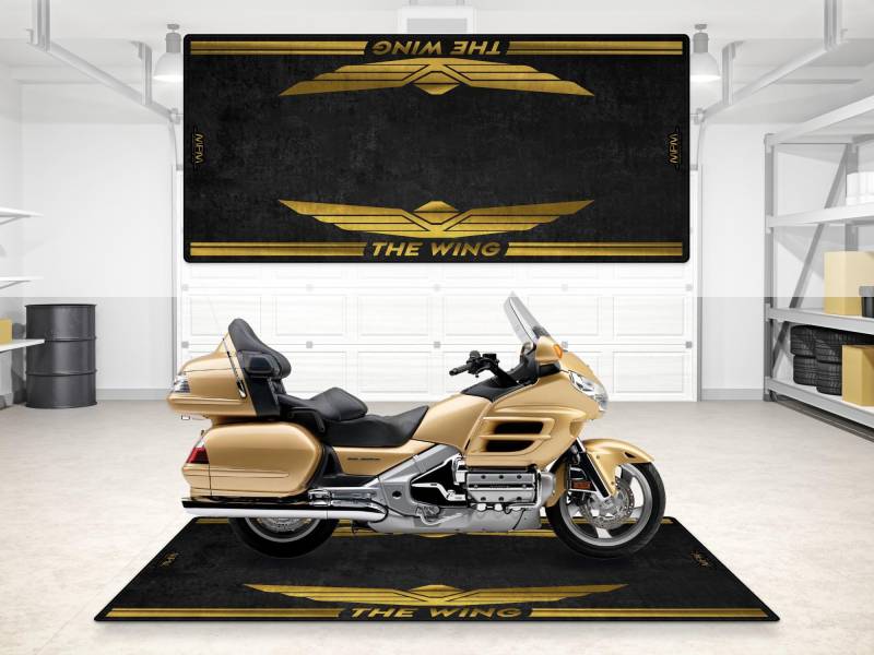 wibeart Parkmatte für Goldwing The Wing Motorradmodell, Ausstellungs- und Boxenmatte, waschbare rutschfeste Garage und Ausstellungsraum-Bodenmatte, Teppich, Teppich (Gold, Größe 2: 260 x 120 cm) von wibeart