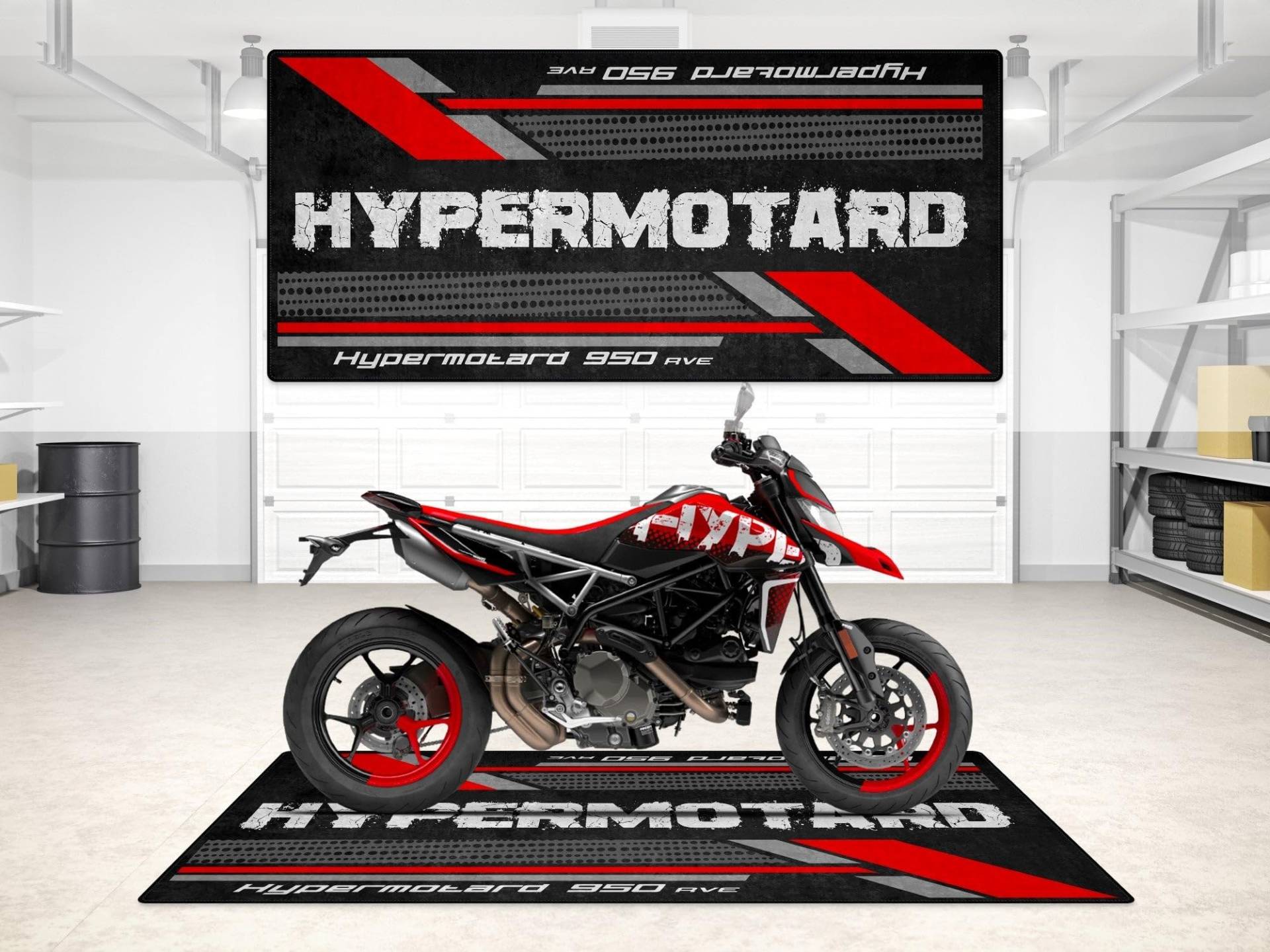 wibeart Parkmatte für Hypermotard 950 RVE Motorräder, Garagen- und Ausstellungsmatte, Motorradmatte, Boxenmatte, waschbar, rutschfest, Teppich (Größe 1 : 86.6 x 39.4/220 x 100 cm) von wibeart