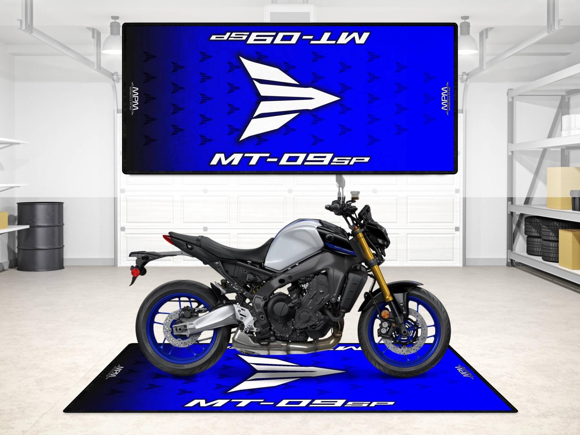 wibeart Parkmatte für MT-09 SP Motorräder, Garagen- und Ausstellungsmatte, Motorradmatte, Boxenmatte, Ausstellungsraummatte, waschbar, rutschfest, Teppich(Size 2: 260 x 120 cm) von wibeart