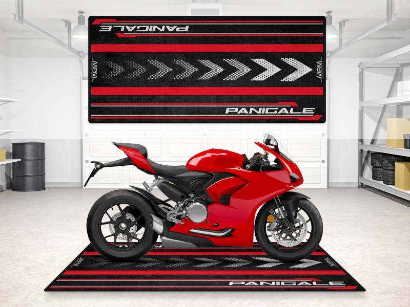 wibeart Parkmatte für Panigale Motorräder, Garagen- und Ausstellungsmatte, Motorradmatte, Boxenmatte, waschbar, rutschfest, Teppich (Größe 1 : 86.6 x 39.4/220 x 100 cm) von wibeart