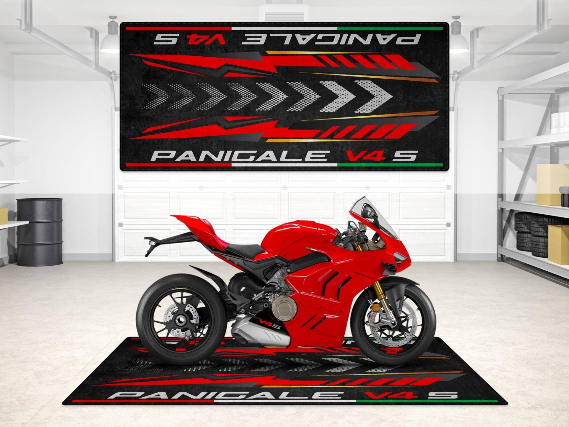 wibeart Parkmatte für Panigale V4S Motorräder, Garagen- und Ausstellungsmatte, Motorradmatte, Boxenmatte, waschbar, rutschfest, Teppich (Größe 1: 86.6 x 39.4/220 x 100 cm) von wibeart