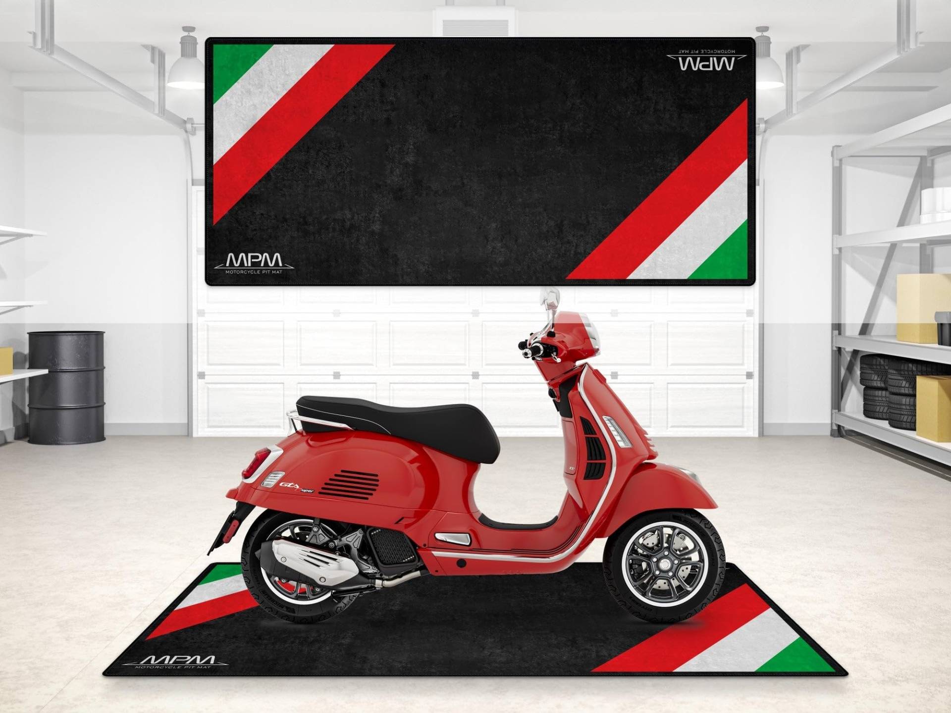 wibeart Parkmatte für Scooter Models Motorräder, Garagen- und Ausstellungsmatte, Motorradmatte, Boxenmatte, Ausstellungsraummatte, waschbar, rutschfest, Teppich (Größe 1: 220 x 100 cm) von wibeart