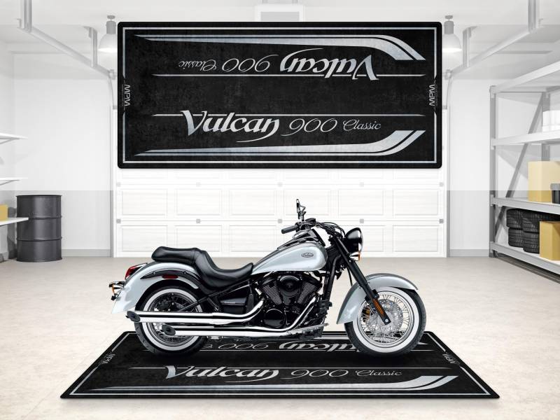 wibeart Parkmatte für Vulcan 900 Classıc Motorräder, Garagen- und Ausstellungsmatte, Motorradmatte, Boxenmatte, Ausstellungsraummatte, waschbar, rutschfest, Teppich(Size 1: 220 x 100 cm) von wibeart