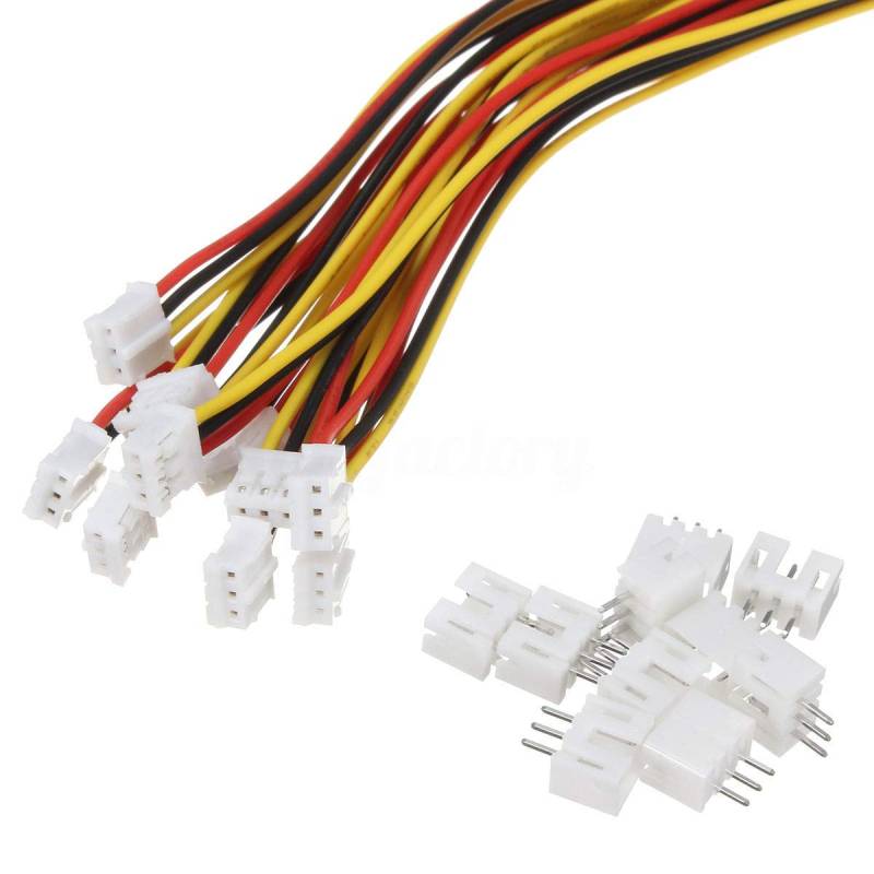 10 Sets Mini Micro JST 2.0 Ph 3 Pin-Stecker-Stecker männlich mit 150 mm Kabel & Female von winwill