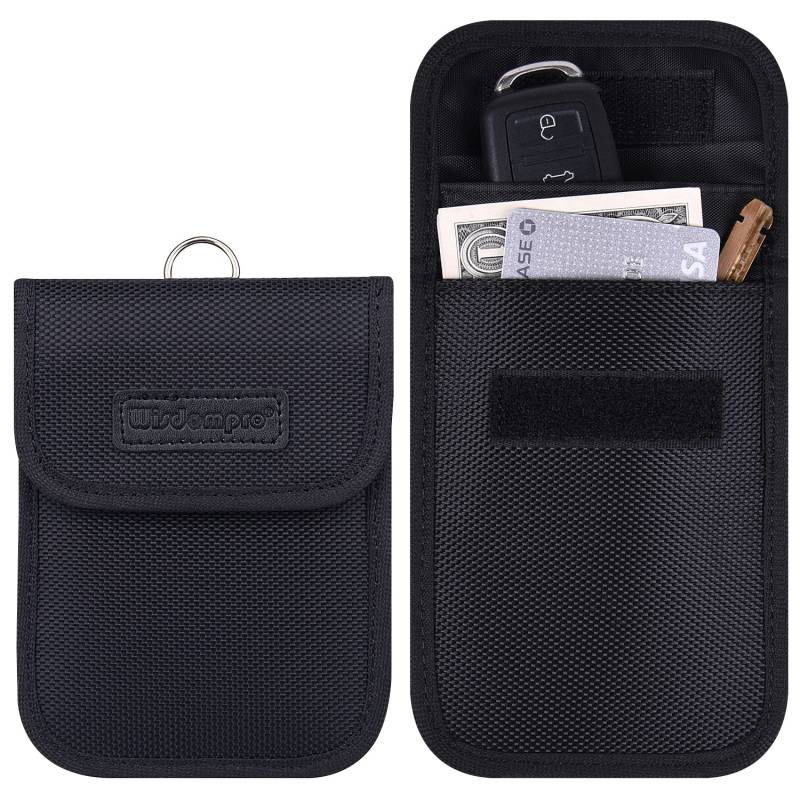 Wisdompro 2 Stück Keyless Go Schutz Autoschlüssel Schutz Keyless, Faraday Bag 10 x 13.5 cm, Autoschlüssel Hülle für RFID-Signale im Bereich von 10 MHz – 3 GHz zu Blockieren (Schwarz) von Wisdompro