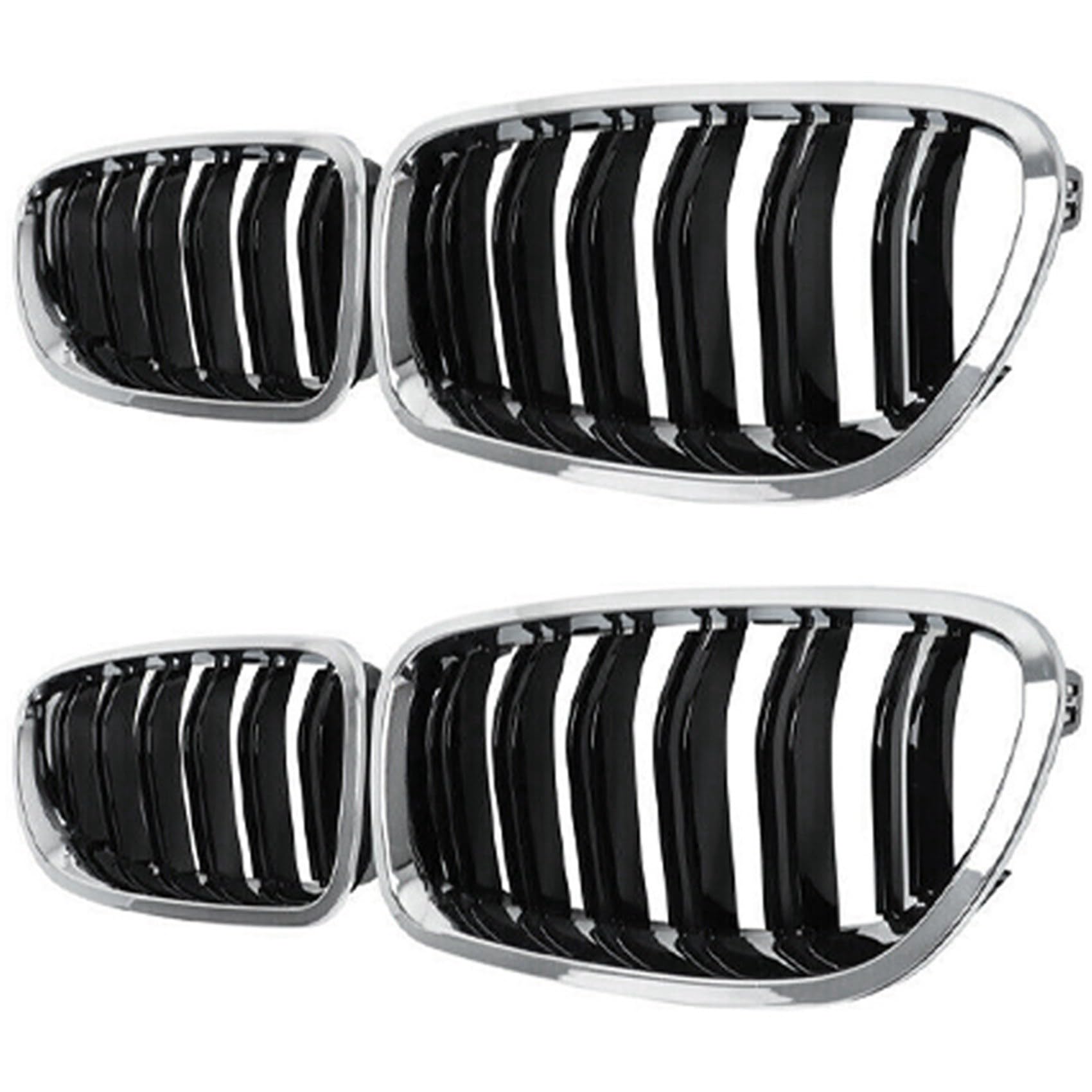 wisspair 2X Auto Chrome + Glänzend Schwarz Dual Lamellen Front Nieren Gitter Grill für F10/ F11 M5 535I 550I 528I 4-Tür 2010-2017 von wisspair