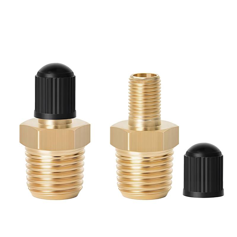 Messing-Luftfüller-Adapter, 2 Stück, 1/4 Zoll NPT (M) auf Standard-Ventil für Schrader (M) Reifenfüller, Anschluss kompatibel mit Schrader-Ventiladapter für Presta-Ventil, tragbare von witeup